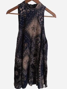 Free People Intimately - "Beaux" Paisley print Mini Dress - Navy, Cream - M